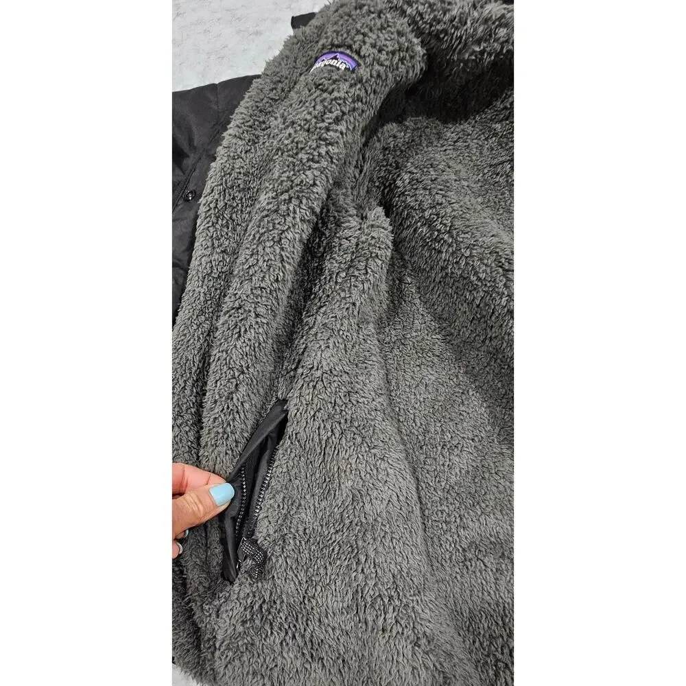 Patagonia Kids Puffer Jacket, Reversable, Dream Song, Black/Gray, Size Kids L